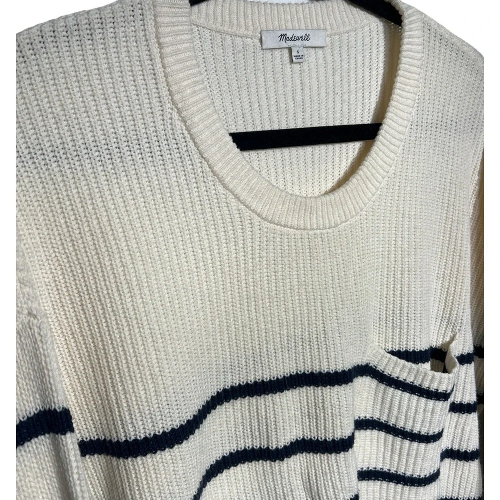 Madewell Thompson Pocket Pullover Sweater Nautical Stripe Size Small Retail: $75